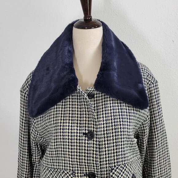 ANTHROPOLOGIE MAEVE tweed faux fur-collar jacket Sz M NEW - Picture 5 of 11
